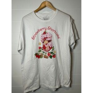 Strawberry Shortcake Graphic Tee Cute Cartoon‎ T-Shirt White Size L